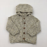 Cream & Brown Button Up Hoodie - Boys 12-18 Months