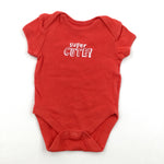 'Super Cute!' Red Short Sleeve Bodysuit - Boys Newborn