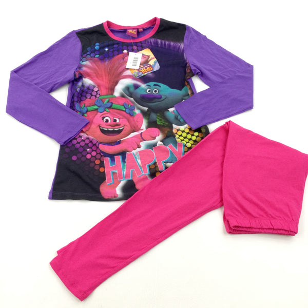 **NEW** 'Happy' Trolls Pink & Purple Pyjamas - Girls 9-10 Years