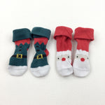 Two Pairs of Christmas Socks - Boys/Girls 6-12 Months