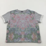 Flowers Grey Sweatshirt Top - Girls 9-10 Years