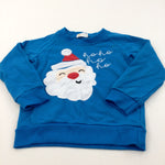 'Ho Ho Ho' Santa Appliqued Blue Christmas Sweatshirt - Boys/Girls 3-4 Years