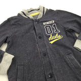 'Number 01 Dude' Mottled Slate Blue Lightweight Jumper/Baseball Jacket - Boys 12-18 Months
