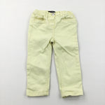Yellow Cotton Twill Trousers with Adjustable Waistband - Girls 18-24 Months