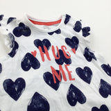 'Hug Me' Hearts Navy & White Short Romper - Girls Newborn