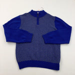 **NEW** Zig Zags Blue & Grey Knitted Jumper - Boys 10-12 Years