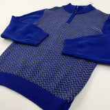 **NEW** Zig Zags Blue & Grey Knitted Jumper - Boys 10-12 Years