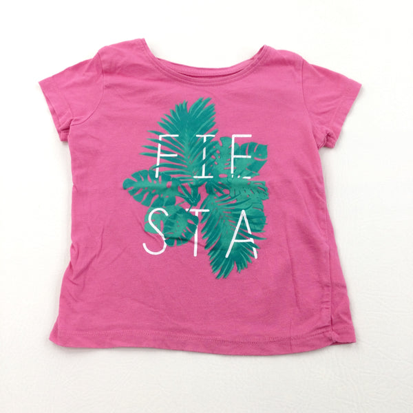 'Fiesta' Leaves Pink T-Shirt - Girls 3-4 Years