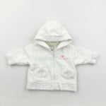 Cats 3D Pockets White Fleece Zip Hoodie - Girls Newborn