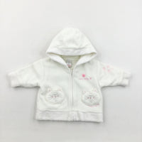 Cats 3D Pockets White Fleece Zip Hoodie - Girls Newborn