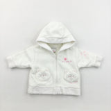 Cats 3D Pockets White Fleece Zip Hoodie - Girls Newborn