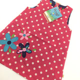 **NEW** Frugi Flowers Pink Spotty Reversible Cotton Dress - Girls 6-12 Months