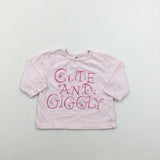 'Cute And Giggly' Flowers Pink Long Sleeve Top - Girls Newborn