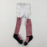 Red & White Stripe Tights - Girls 12-18 Months