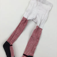 Red & White Stripe Tights - Girls 12-18 Months