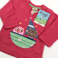 **NEW** Frugi Owl & Pussycat Pink Long Sleeve Top - Girls 3-6 Months