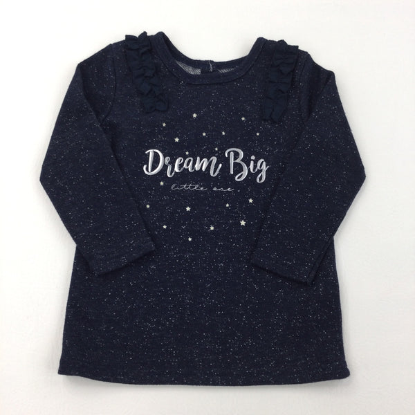'Dream Big...' Navy Sweatshirt Dress - Girls 12-18 Months