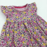 Flowers Dusky Pink Lightweight Jersey Dress - Girls 12-18 Months