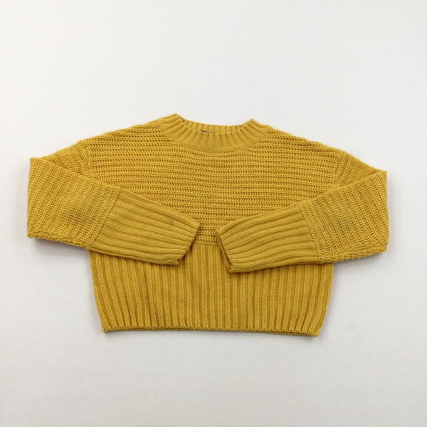 Mustard Cropped Knitted Jumper - Girls 10-11 Years