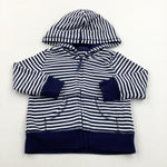 Striped Navy & White Zip Hoodie - Boys 0-3 Months