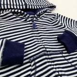 Striped Navy & White Zip Hoodie - Boys 0-3 Months