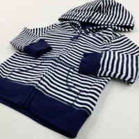 Striped Navy & White Zip Hoodie - Boys 0-3 Months