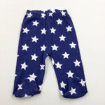 Stars Navy Jersey Trousers With Enclosed Feet - Boys 0-3 Months