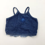 Beaded Flower Dark Blue Denim Crop Top - Girls 4-5 Years