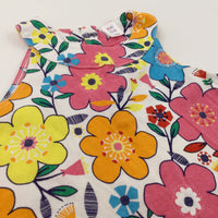 Colourful Flowers Retro Jersey Sun Dress - Girls 4-5 Years
