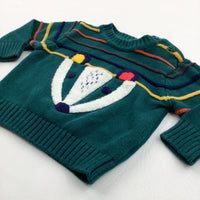 Fox Colourful Green Knitted Jumper - Boys 0-3 Months