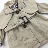 Cream & Check Mac Jacket - Girls 12-18 Months