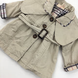 Cream & Check Mac Jacket - Girls 12-18 Months