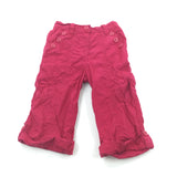 Hot Pink Lightweight Cotton Trousers with Elasticated Waistband- Girls 12-18 Months