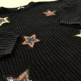 Sequin Stars Glittery Navy Knitted Jumper - Girls 10-11 Years