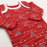 Cars Striped Red & White Long Sleeve Bodysuit - Boys 0-3 Months