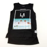 lA Malibu Beach' Black Vest Top - Boys 5-6 Years