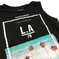 lA Malibu Beach' Black Vest Top - Boys 5-6 Years