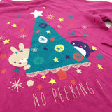 **NEW** 'No Peeking' Christmas Tree Mauve Long Sleeve Top - Girls 2-3 Years