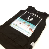 lA Malibu Beach' Black Vest Top - Boys 5-6 Years