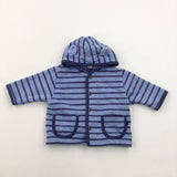 Striped Blue Thick Jacket - Boys 0-3 Months