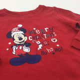'Merry Christmas' Mickey Mouse Red Long Sleeve Christmas Top - Boys 9-12 Months