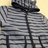 Striped Blue Thick Jacket - Boys 0-3 Months