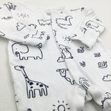Animals Black & White Sleepsuit - Boys 0-3 Months