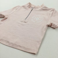 'NYC' Pink Ribbed Cropped T-Shirt - Girls 10-11 Years