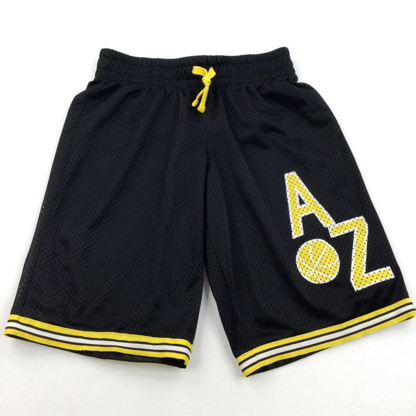 Black And Yellow Basketball Shorts- Boys 11-12 Years