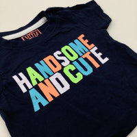 'Handsome & Cute' Navy T-shirt - Boys 0-3 Months