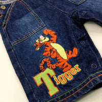 'Tigger' Winnie The Pooh Embroidered Dark Blue Denim Dungarees - Boys 0-3 Months