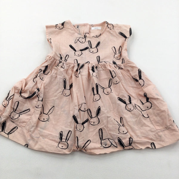 Rabbits Pale Peach Cotton Sun Dress - Girls 12-18 Months