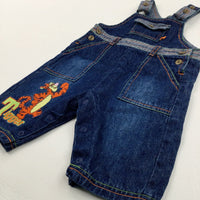 'Tigger' Winnie The Pooh Embroidered Dark Blue Denim Dungarees - Boys 0-3 Months