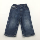 Mid Blue Denim Jeans with Small Beads On Pocket - Girls 12-18 Months